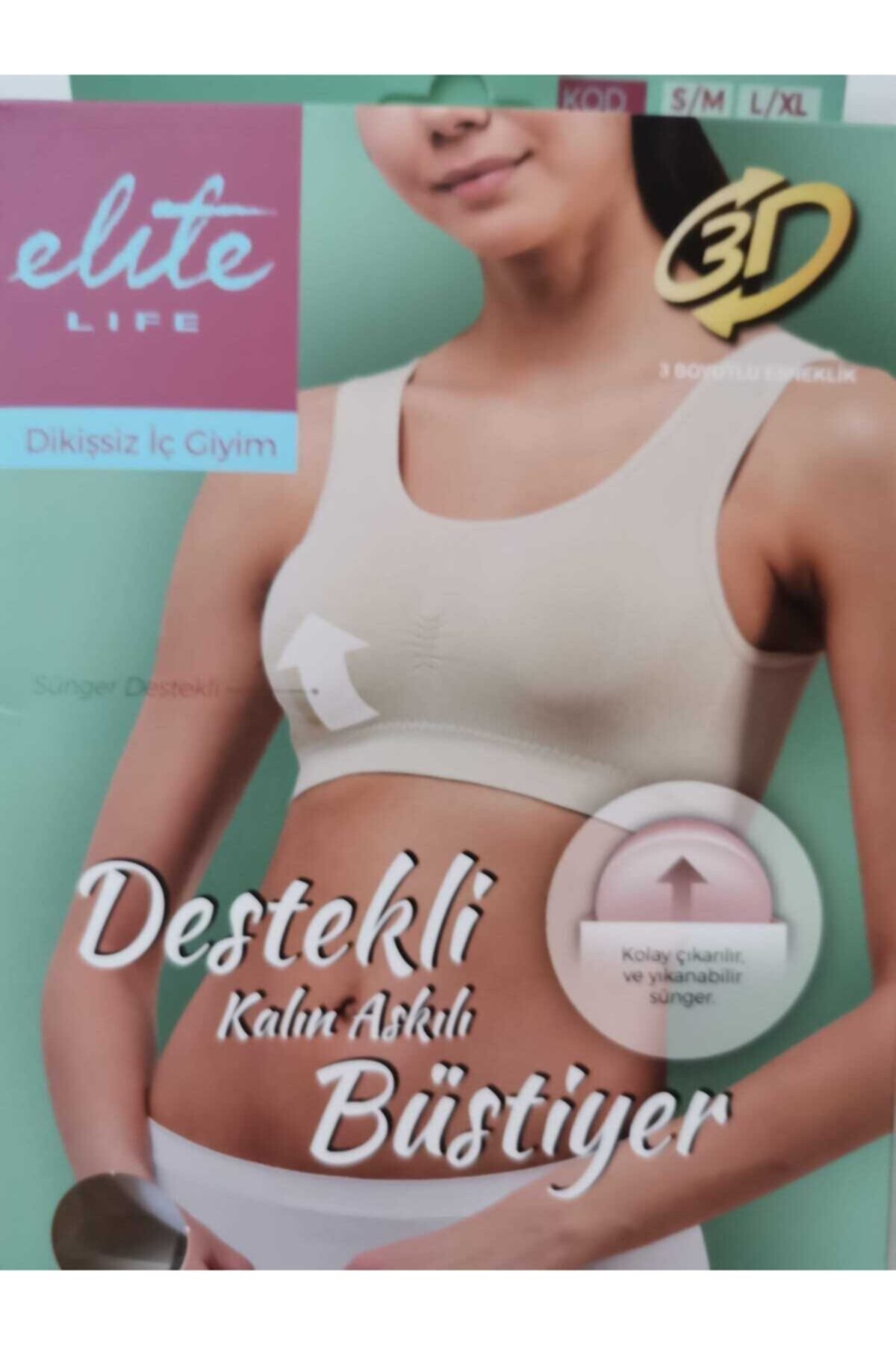 Kadın Büstiyer , Beyaz, Destekli, Kalın Askılı - Görsel 2